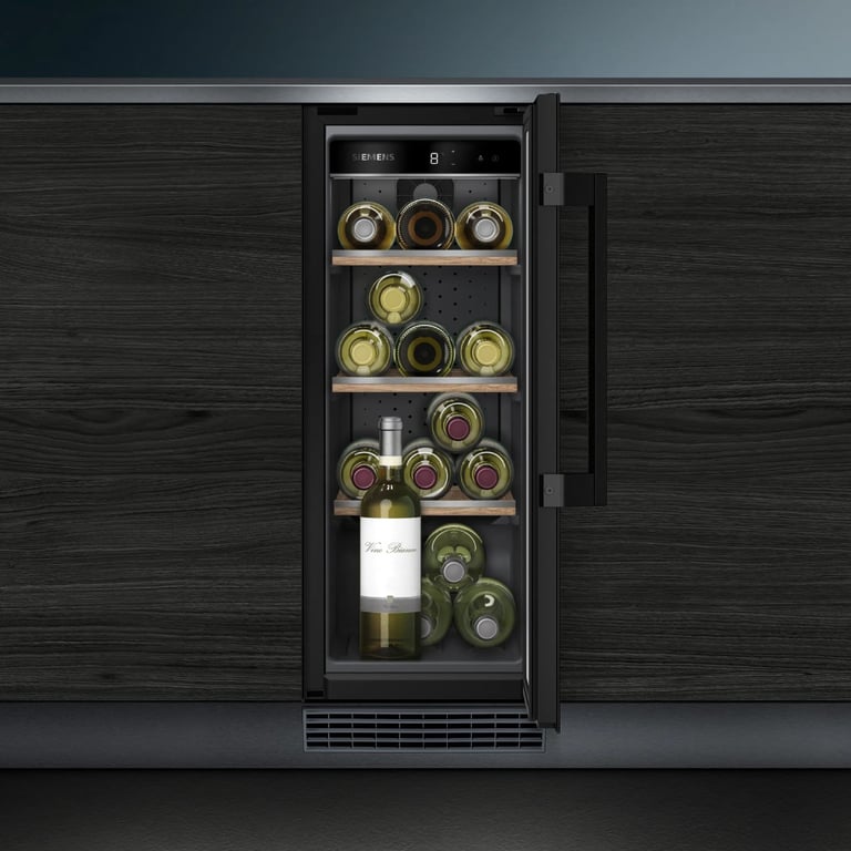 Siemens iQ500 KU20WVHF0 refroidisseur à vin Refroidisseur de vin compresseur Intégré Noir 21 bouteille(s) - Neuf