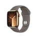 Watch Series 9 GPS + Cellulaire, boitier en Acier de 41 mm avec boucle en caoutchouc M/L, Or