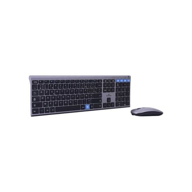 Ensemble clavier et souris sans fil BLUESTORK Pack GRAPHEME AZERTY ultra-fin aluminium brossé Argent/Noir