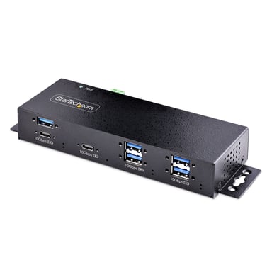 StarTech.com Hub Industriel USB 10Gbps à 7 Ports avec Adaptateur d'Alimentation, Métal, Montable, 5 Ports USB-A et 2 Ports USB-C en Aval, Protection ESD, Hub USB Alimenté, TAA - Neuf
