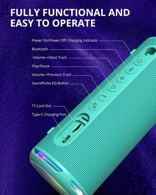 Tronsmart T7 Lite Enceinte Bluetooth Portable 24W, Bluetooth 5.3 sans Fil avec Lumière LED, Étanche IPX7, Autonomie de 24h, Contrôle Via l'application pour Fête-Rosa (Citron Vert)