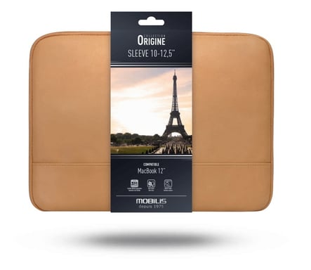 Funda para ordenador portátil 10''-12,5'', funda protectora para Tablet/iPad en símil piel repelente al agua con correas elásticas, interior Doudou, camel
