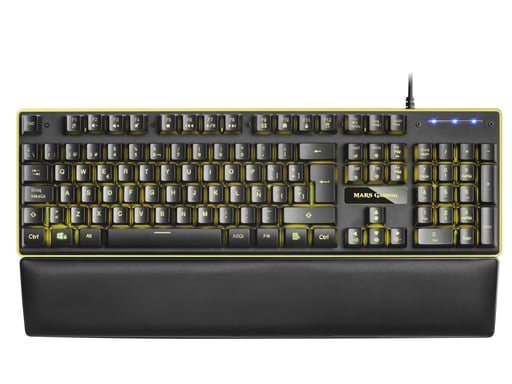 Mars Gaming MK320ES, Teclado Gaming H-Mech, 13 Modos RGB y Halo, Reposamuñecas Acolchado, Antighosting, Idioma Español, Color Negro