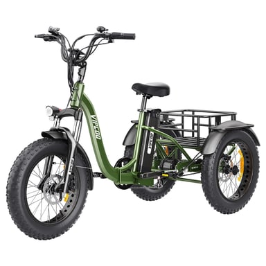 Vipcoo VC-ET1 Triciclo Elettrico, Motore 750W, Batteria 48V 20Ah, Pneumatici 20*4.0 Pollici, Velocità Massima 40km/h, Autonomia 65km, Freni a Disco Meccanici, Sospensione Forcella Anteriore, Trasmissione a 7 Velocità, Display LCD
