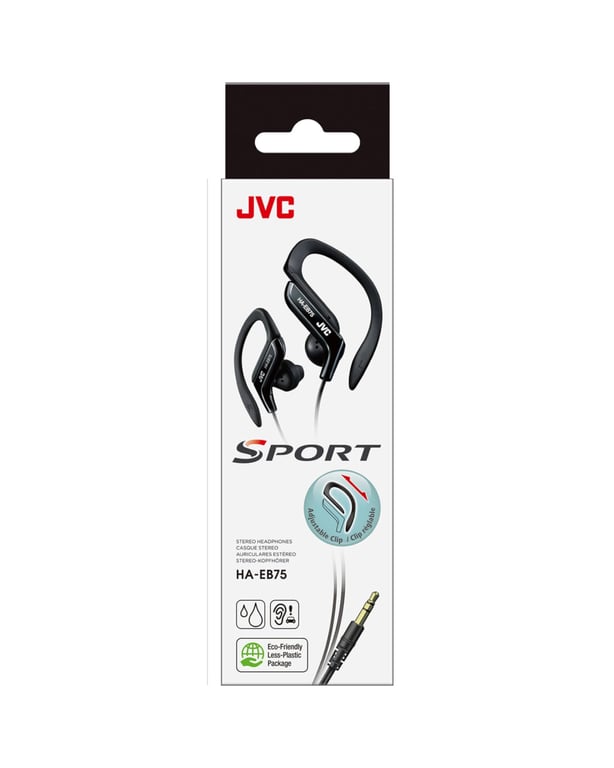 JVC HA-EB75 Écouteurs Avec fil Crochets auriculaires, Ecouteurs Musique Noir - Neuf