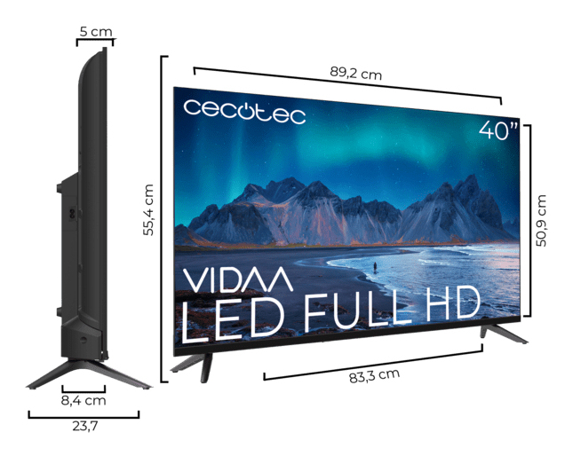 Cecotec Smart TV TV LED 40 Pouces Résolution Full HD Série A5 ALF50040. Smart TV VIDAA Dolby Audio Smart TV VIDAA WiFi intégré Chromecast 3 HDMI et 2 USB Haut parleurs - vue 4