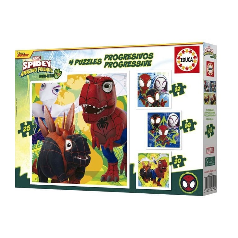 Puzzles progréssifs EDUCA Dino Spidey 12+16+20+25 pièces - vue 9
