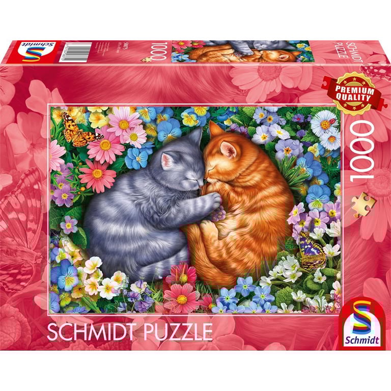 Puzzle 1000 pièces Schmidt Spiele Sommeil aux Pattes de Velours Illustration colorée Chats et roux Paysage Neuf - vue 1