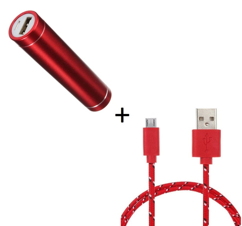 Pack Batterie pour Manette Playstation 4 PS4 Smartphone Micro USB (Cable  Tresse 3m + Batterie Chargeur Externe) Android 2600mAh (ROUGE) - Shot Case