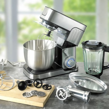 Robot Pétrin Inox 5.5l Avec Hachoir Antara Pro Kitchencook Gris