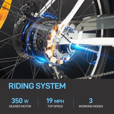 DYU C6 Bicicleta eléctrica para adultos, 26'', bicicleta urbana con cesta, motor de 350 W, batería de 36 V y 12,5 Ah