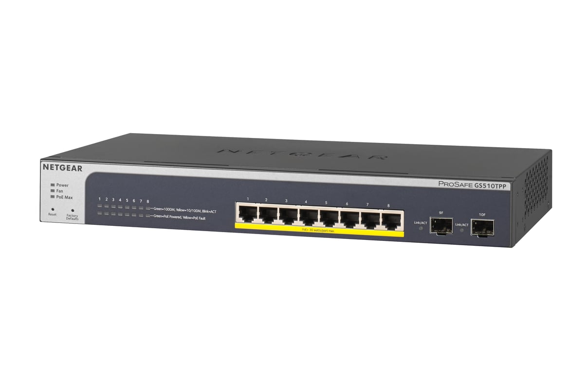 Netgear Smart Switches Gs510Tpp Switch 8 Ports 101001000 Bas - vue 3