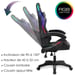 Amstrad AMS-900-LED-GAMER - Fauteuil gaming noir et gris - Serigraphie ''Gamer'' - Eclairage LED 366 effets - Télécommande