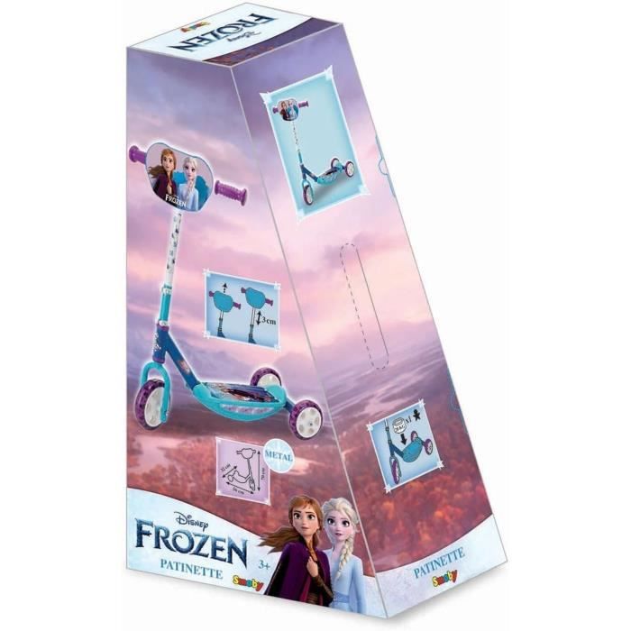 Patinette 3 roues silencieuses SMOBY Reine des Neiges Structure métal Trottinette guidon réglable - vue 3