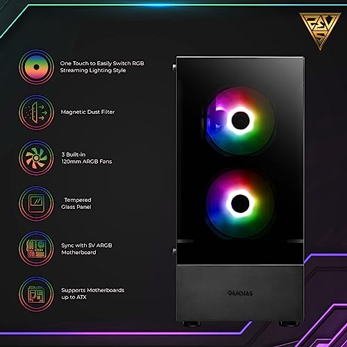 Boitier PC Moyen Tour ATX Gamdias Talos E3 RGB avec panneau vitré - vue 5