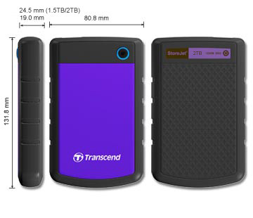 Transcend StoreJet 25H3P USB 3.0 2TB disque dur externe 5400 trmin 2.5 Micro USB B 3.2 Gen 1 3.1 Gen 1 Neuf - vue 2