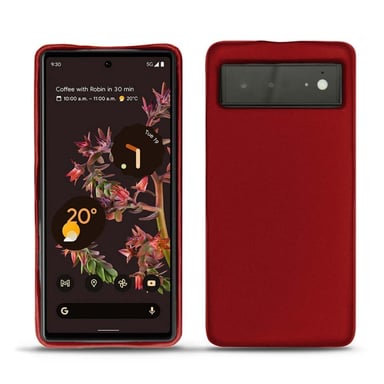 Coque cuir Google Pixel 6 -  - Rouge - Cuir lisse