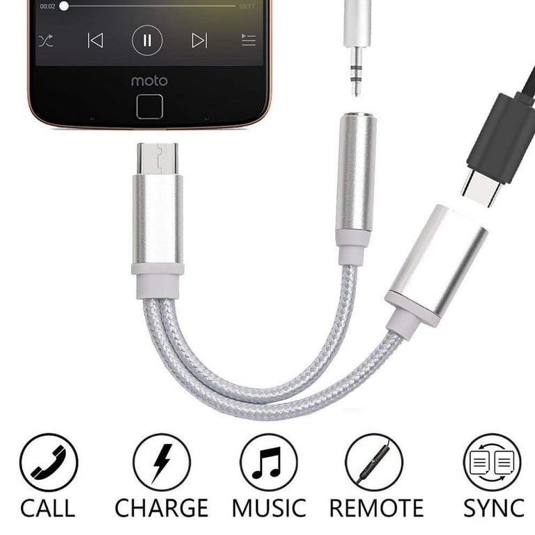 Adaptateur Type C/Jack pour Smartphone 2 en 1 Audio USB-C