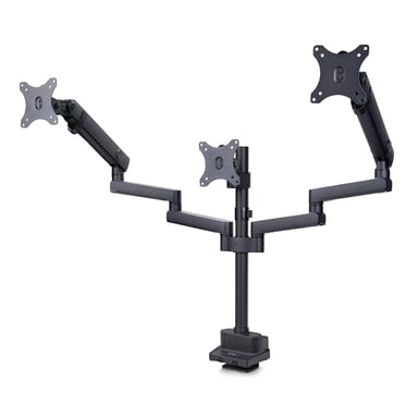 StarTech.com Supporto per tre monitor fino a 27, VESA 75x75/100x100, regolazioni dei bracci senza attrezzi, montaggio con morsetto a C/occhiello, bracci a molla (TRIPLE MONITOR DESK MOUNT - UP TO 27INCH SCREENS SPRING ARMS)