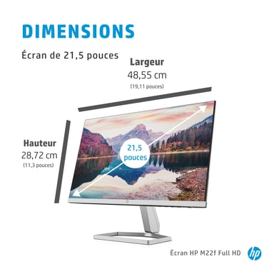 HP M22f 54,6 cm (21.5'') 1920 x 1080 pixels Full HD LCD Noir, Argent