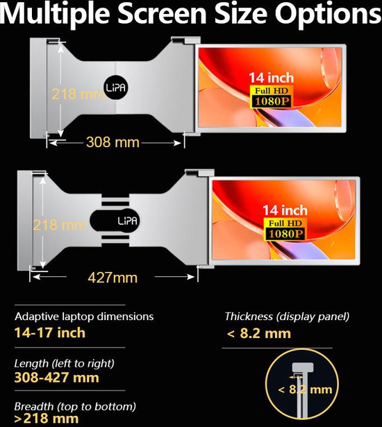 Lipa S14 14 pouces moniteur portable Également pour Windows et MacOS Écran supplémentaire pour ordinateur portable Écran portable Neuf - vue 3
