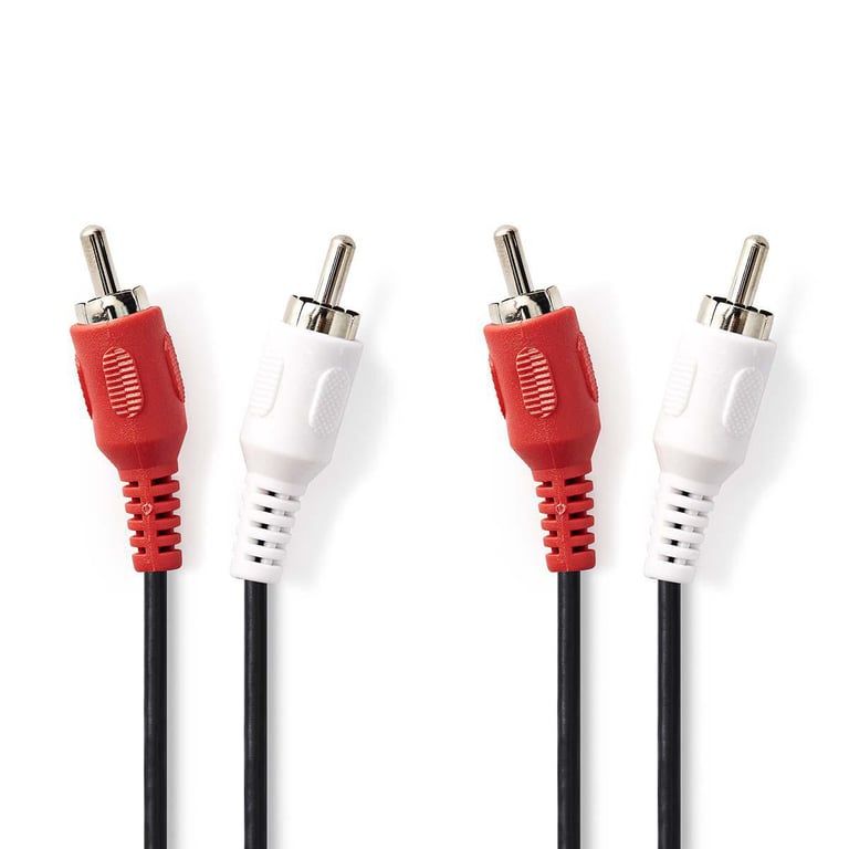 Nedis Câble Audio Stéréo 2 Rca Mâle Vers Mâle 3m Connexion Stable Noir