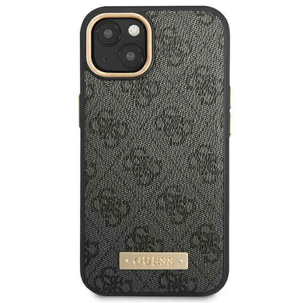 iPhone 14 Plus Coque MagSafe GUESS Monogramme 4G & Plaque Logo Dorée - vue 3