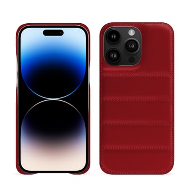 Coque matelassée Apple iPhone 15 Pro Max -  - Rouge - Cuir lisse