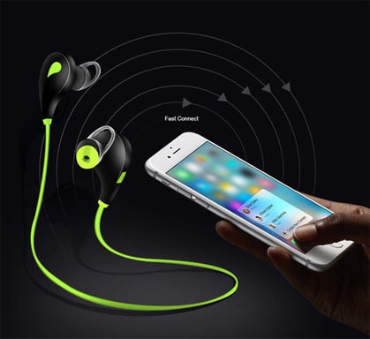 Ecouteurs Bluetooth Sport pour Smartphone Sans Fil Bouton Son Kit Main Libre INTRA-AURICULAIRE Universel (JAUNE)