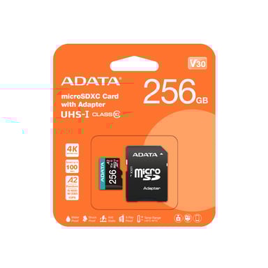 ADATA Premier Pro 256 GB MicroSDXC UHS-I Classe 10 (ADATA Premier Pro V30S - flashhukommel)