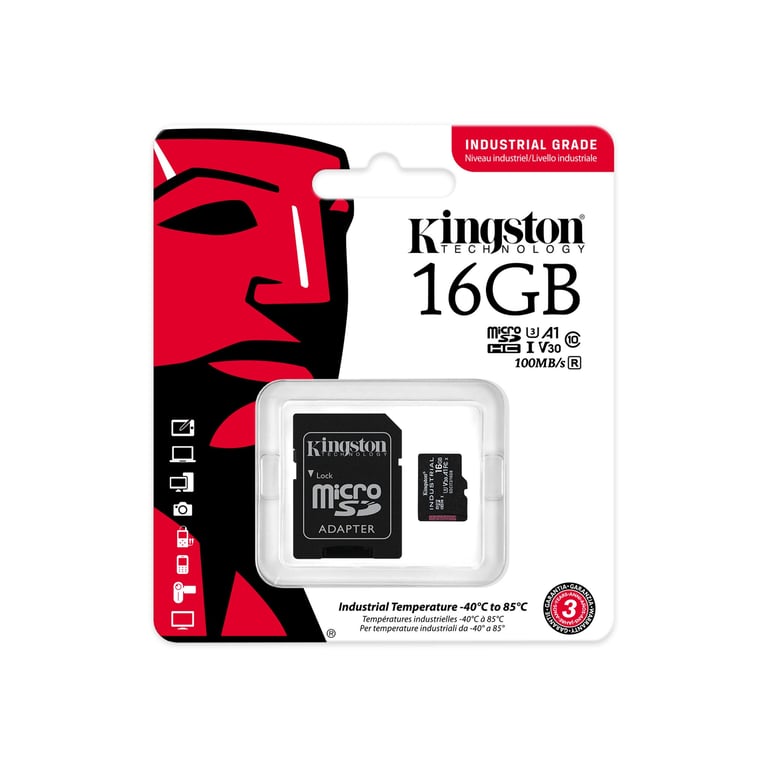 Kingston Technology Industrial 16 Go MicroSDHC UHS-I Classe 10 - Neuf