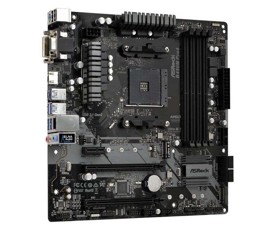 Asrock B450M Pro4 AMD B450 Emplacement AM4 micro ATX Neuf - vue 2