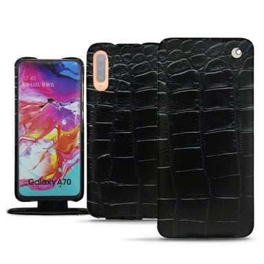 Housse cuir Samsung Galaxy A70 -  - Noir - Cuir Abaca