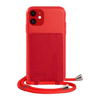 Bandolera vegana orgánica antibacteriana para Apple iPhone 11, Rojo escarlata