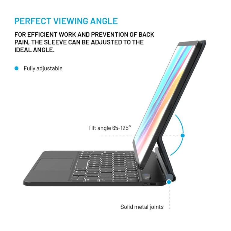Fixed Typee Coque clavier QWERTY pour iPad Pro 11 2018 2022 / Air 4 2020 / Air 5 2022 / Air 11 pouces 2025 M3 / 2024 M3 Neuf - vue 3