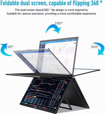 Moniteur portable Lipa HDR-72 Dual Full HD - Écran pliable - Écran - Moniteur informatique - Moniteur ultra-large - Compatible Windows & MacOS