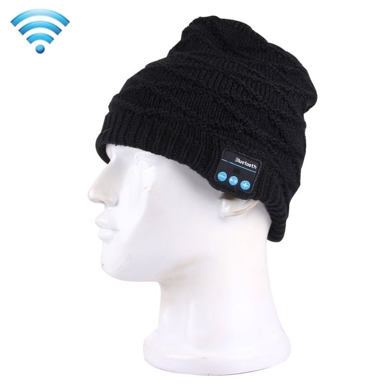 Bonnet tricoté chaud avec musique d'appel sans fil Bluetooth 5.0 (noir)