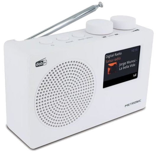 METRONIC Radio numérique DAB+ et FM RDS avec écran couleur - Blanc