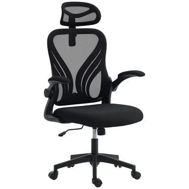 Roline Chaise de Bureau Ergonomique Noire Accoudoirs Rabattables