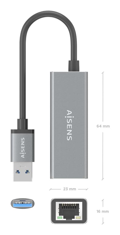 Câble réseau AISENS A106 0897 USB 3.0 à Ethernet Gigabit 15 cm - vue 5
