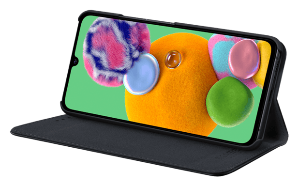 Clamshell folio con ranura para tarjetas y soporte para Samsung Galaxy A90 5G 2019, Negro