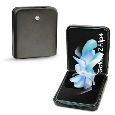 Coque cuir Samsung Galaxy Z Flip4 - Seconde peau - Noir - Cuir lisse