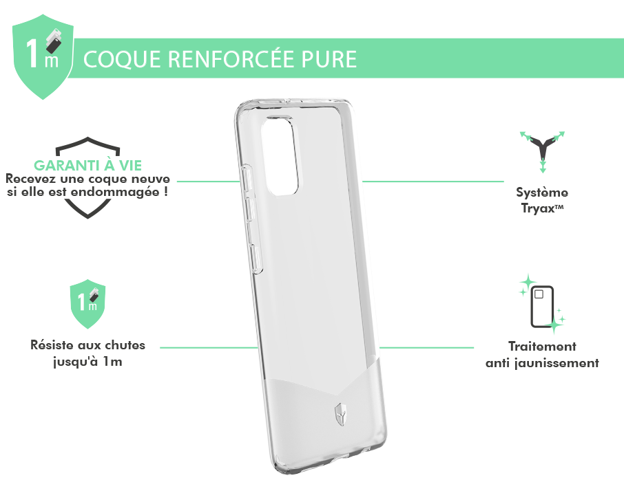 Coque Renforcée Samsung G A41 PURE Garantie à vie Transparente Force Case