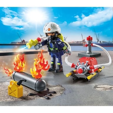 Playmobil PLM POMPIER POMPE RESERVOIR ENFLAMME