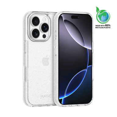 Coque hybride étincelante invisible GEN 2.0 83% de plastique recyclé pour Apple iPhone 16 Pro, Transparente