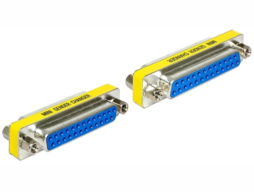 DeLOCK 65483 Scambiatore di genere per cavi Sub-D 25 Blu, Argento, Giallo