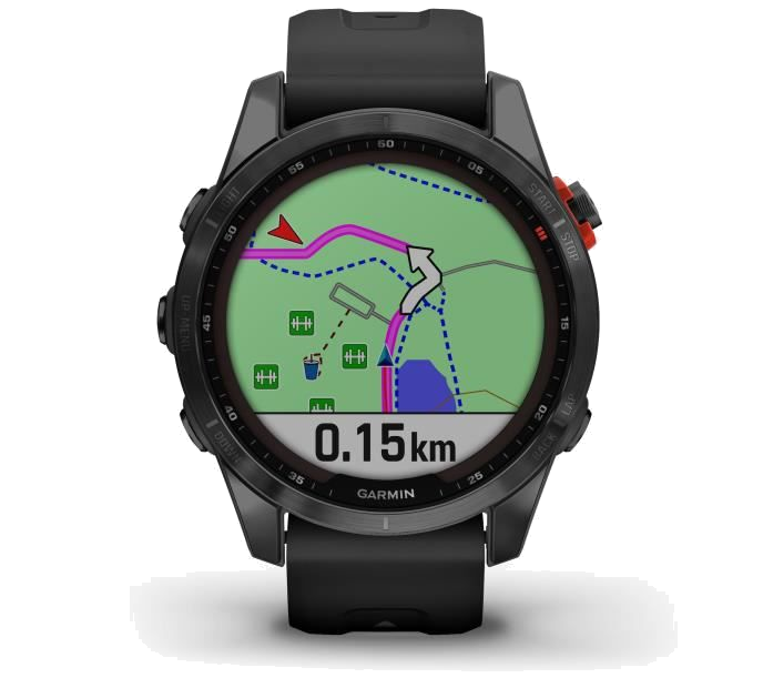 Montre GPS connectée - GARMIN - F?nix 7S Solar - Gris avec bracelet noir