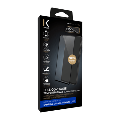 Protector de pantalla de cristal templado (100% cobertura de superficie) para Samsung Galaxy A72 4G/5G 2021, Negro