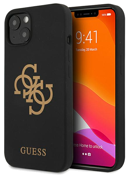 Guess Étui pour iPhone 13 mini 5.4 noir Silicone 4G Logo
