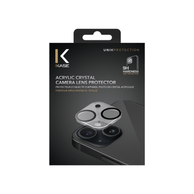 Protezione dell'obiettivo della fotocamera in cristallo acrilico per Apple iPhone15/14 Plus, trasparente
